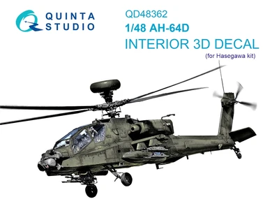 QD48362  декали 3D Декаль интерьера кабины  AH-64D (Hasegawa)  (1:48) 2000002145776