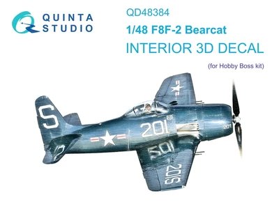 QD48384  декали  3D Декаль интерьера кабины F8F-2 Bearcat (Hobby Boss)  (1:48) 2000002150855