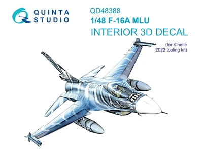 QD48388  декали  3D Декаль интерьера кабины F-16A MLU (Kinetic 2022г. разработки)  (1:48) 2000002137016