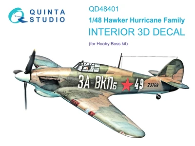 QD48401  декали  3D Декаль интерьера кабины семейства Hawker Hurricane (HobbyBoss)  (1:48) 2000002138815