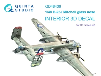 QD48436  декали  3D Декаль интерьера кабины B-25J Mitchell Glass Nose (HK models)  (1:48) 2000002169468