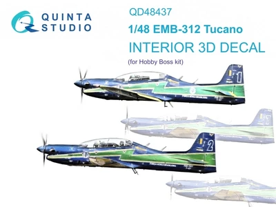 QD48437  декали  3D Декаль интерьера кабины EMB-312 Tucano (HobbyBoss)  (1:48) 2000002170273