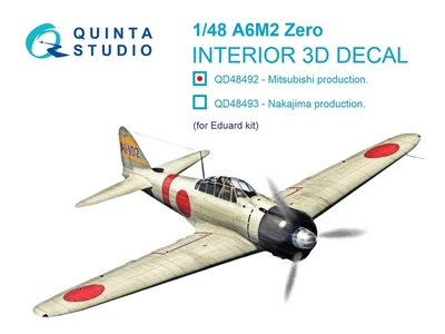 QD48492  декали  3D Декаль интерьера кабины A6M2 Zero производства Mitsubishi (Eduard)  (1:48) 2000002174127
