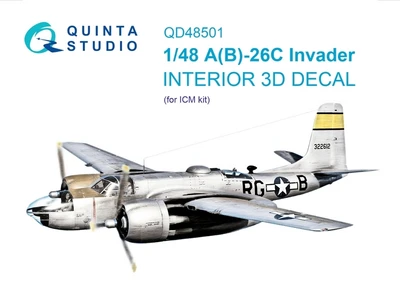 QD48501  декали  3D Декаль интерьера кабины A-26C Invader (ICM)  (1:48) 2000002174196
