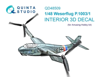 QD48509  декали  3D Декаль интерьера кабины Weserflug P1003.1 (Amusing hobby)  (1:48) 2000002174233
