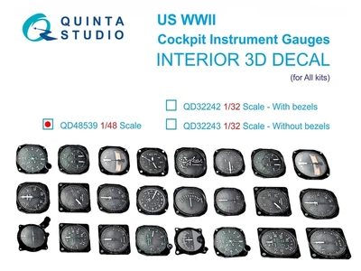 QD48539  декали  Авиационные приборы США, ВМВ (с корпусами) (для всех моделей)  (1:48) 2000002183709