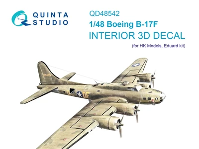 QD48542  декали  3D Декаль интерьера кабины Boeing B-17F (HK models, Eduard)  (1:48) 2000002183716