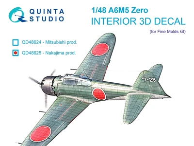QD48625  декали  3D Декаль интерьера для A6M5 Zero (Nakajima) (Fine Molds)  (1:48) 2000002209027