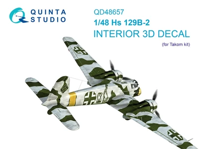 QD48657  декали  3D Декаль интерьера для Hs-129B-2 (Takom)  (1:48) 2000002209102