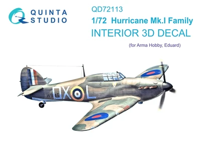 QD72113  декали  3D Декаль интерьера кабины для семейства Hurricane Mk.I (Arma Hobby)  (1:72) 2000002158622