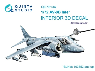 QD72134  декали  3D Декаль интерьера кабины AV-8B Harrier поздний (Hasegawa)  (1:72) 2000002170143