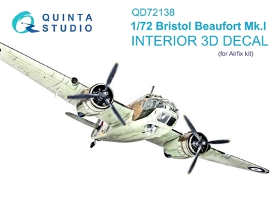 QD72138  декали  3D Декаль интерьера кабины Bristol Beaufort Mk.I (Airfix)  (1:72) 2000002170150