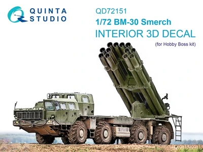 QD72151  декали  3D Декаль интерьера кабины БМ-30 Смерч (Hobby Boss)  (1:72) 2000002169253