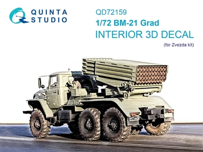 QD72159  декали  3D Декаль интерьера кабины БМ-21 Град (Звезда)  (1:72) 2000002174004