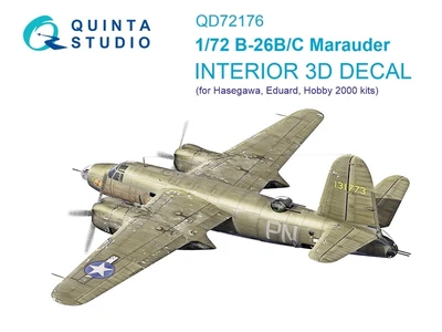 QD72176  декали  3D Декаль интерьера для B-26B Marauder (Hesegawa/Eduard/Hobby2000)  (1:72) 2000002183310
