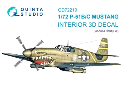 QD72219  декали  3D Декаль интерьера кабины P-51B/P-51C Mustang (Arma Hobby)  (1:72) 2000002195641