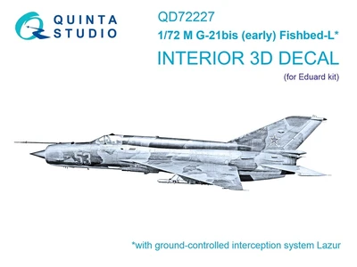 QD72227  декали  3D Декаль интерьера кабины M&G-21БИС Ранний (с системой Лазурь-М) (Eduard)  (1:72) 2000002201632