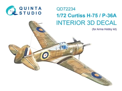 QD72234  декали  3D Декаль интерьера кабины Curtiss H-75 Hawk/P-36A (Arma Hobby)  (1:72) 2000002208525