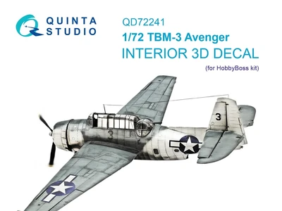 QD72241  декали  3D Декаль интерьера кабины TBM-3 Avenger (HobbyBoss)  (1:72) 2000002201786