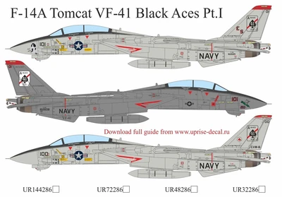 UR144286  декали  F-14 Tomcat VF-41 Black Aces Pt.1  (1:144) 2000002172628