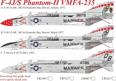 UR3217  декали  F-4J/S Phantom-II VMFA-235, no stencils  (1:32) 2000002205449