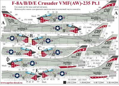 UR32204  декали  F-8A/B/D/E Crusader VMF(AW)-235  (1:32) 2000002149514
