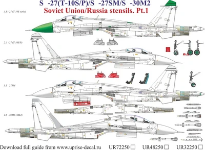 UR32250  декали  С-27/27SM/30M2 stencils  (1:32) 2000002149590