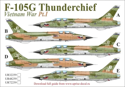 UR32259  декали  F-105G Wild Weasel Vietnam War Pt.1  (1:32) 2000002210269