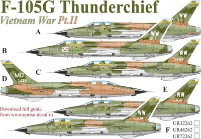 UR32262  декали  F-105G Wild Weasel Vietnam War Pt.2  (1:32) 2000002210276