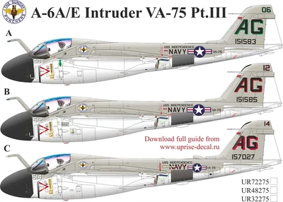 UR32275  декали  A-6A/E Intruder VA-75 Pt.III with stencils  (1:32) 2000002172871