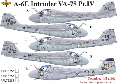 UR32283  декали  A-6A/E Intruder VA-75 Pt.IV with stencils  (1:32) 2000002173038
