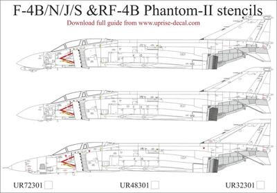 UR32301  декали  F-4B/N/J Phantom-II NAVY&MARINES stencils  (1:32) 2000002205487