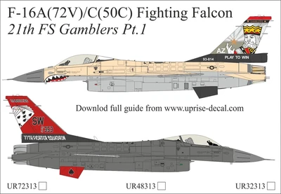 UR32313  декали  F-16C/V Fighting Falcon 21th FS Gamblers Pt.I  (1:32) 2000002205524