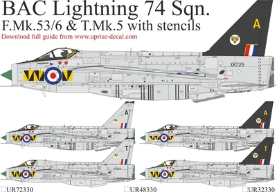 UR32330  декали  BAC Lightning 74 Sqn. F.Mk.6 &T.Mk.5 with stencils  (1:32) 2000002205586