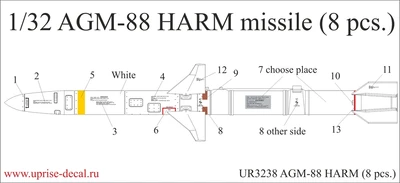 UR3238  декали  AGM-88 HARM (8 pcs)  (1:32) 2000002149477