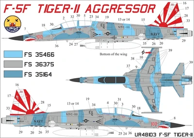 UR48103  декали  F-5F Tiger-II Aggressor VFC-111 , with stencils  (1:48) 2000002139997