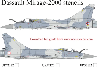 UR48122  декали  Dassault Mirage 2000 B/C/D/N stencils  (1:48) 2000002149422