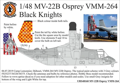 UR48160  декали  MV-22B Osprey VMM-264 Black Knights  (1:48) 2000002140092