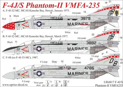 UR4817  декали  F-4J/S Phantom-II VMFA-235, no stencils  (1:48) 2000002140115