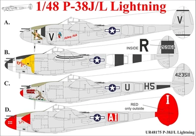 UR48175  декали  P-38J/L Lightning  (1:48) 2000002140153