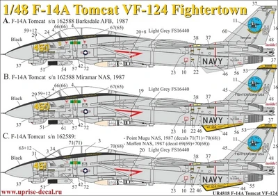 UR4818  декали  F-14A Tomcat VF-124 with stencils  (1:48) 2000002140177