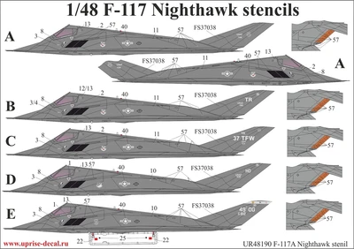 UR48190  декали  F-117A Stencils  (1:48) 2000002140283
