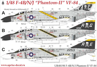 UR48198  декали  F-4B/N/J Phantom-II VF-84  (1:48) 2000002140368