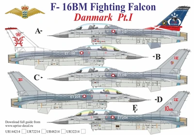 UR48214  декали  F-16BM Fighting Falcon Danmark Pt.1  (1:48) 2000002140511