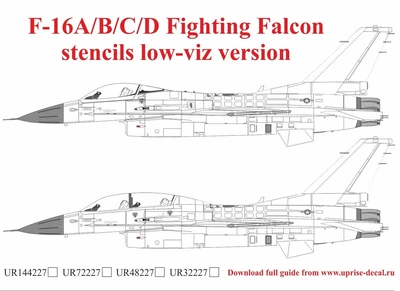 UR48227  декали  F-16A/B/C/D Fighting Falcon stencils low-viz version  (1:48) 2000002148500