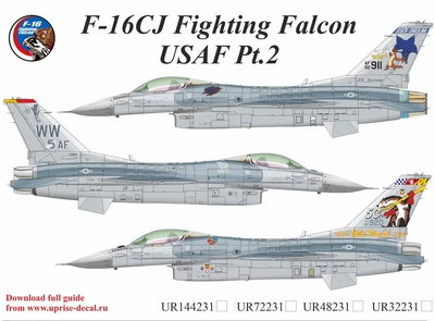 UR48231  декали  F-16CJ Fighting Falcon USAF Pt.2 with stencils  (1:48) 2000002140672