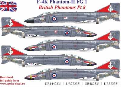 UR48233  декали  F-4K Phantom-II FG.1 British Phantoms Pt.8, no stencils  (1:48) 2000002140696