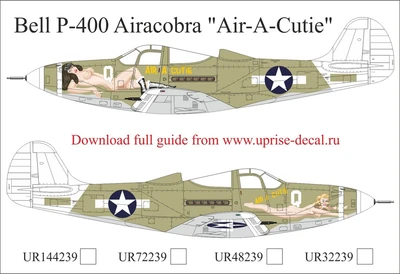 UR48239  декали  P-400 Airacobra Air-A-Cutie with stencils  (1:48) 2000002140740