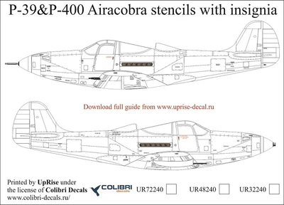UR48240  декали  P-39 Airacobra  stencils + insignia  (1:48) 2000002140757