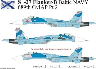 UR48246  декали  С-27 Flanker-B Baltic NAVY 689th GvIAP Pt.2, without stencils  (1:48) 2000002140788